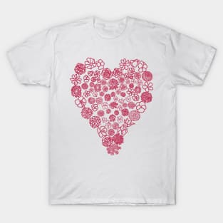 Viva Magenta Floral Heart of Flowers Mothers Day T-Shirt